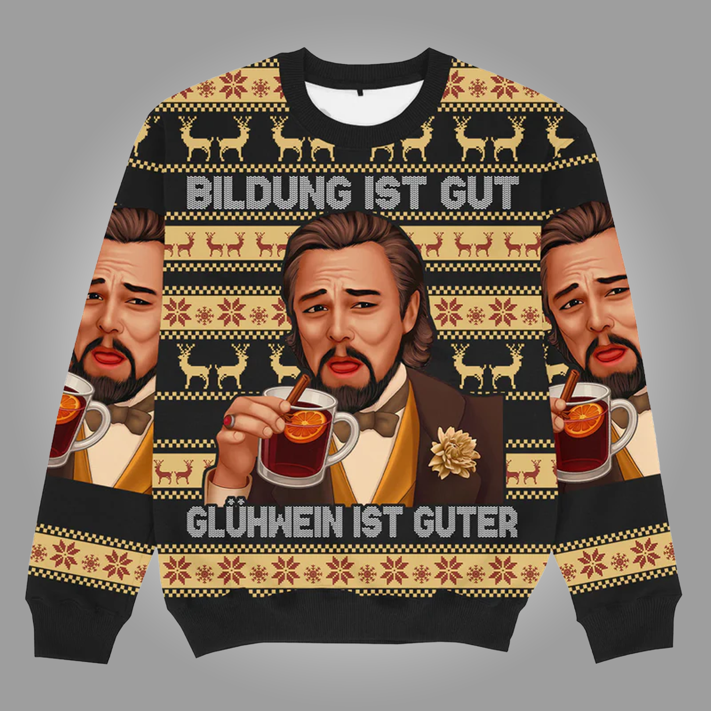 2025 Bildung Ist Gut Gluhwein Christmas Ugly Sweater Clothingus Diamond