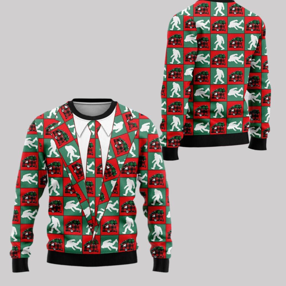 2025 Christmas Bigfoot Camping Christmas Ugly Christmas Sweater