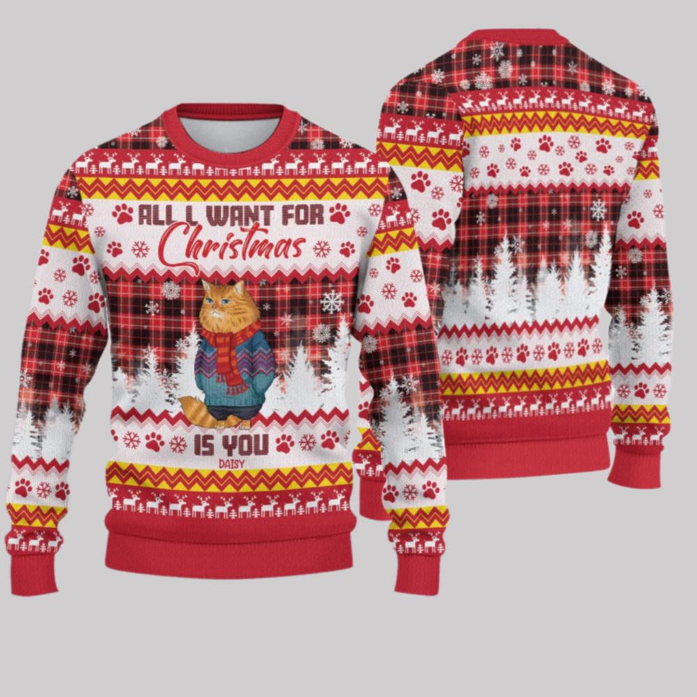 2025 Christmas Cat All I Want For Christmas Is You Ugly Sweatshirt