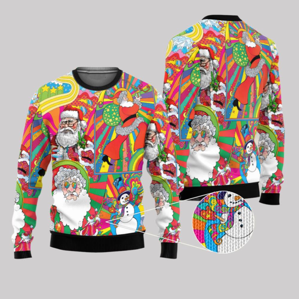 2025 Christmas Hippie Santa Ugly Christmas Sweater