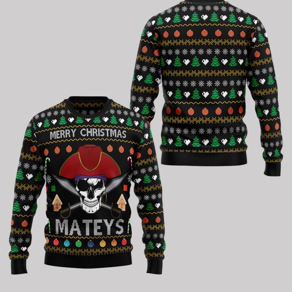 2025 Christmas Pirate Skull Ugly Christmas Sweater