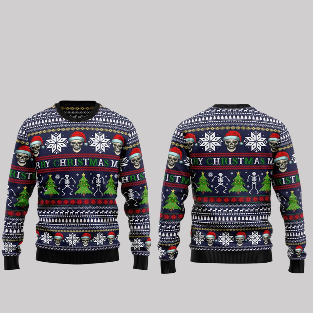 2025 Christmas Skull Christmas Ugly Christmas Sweater