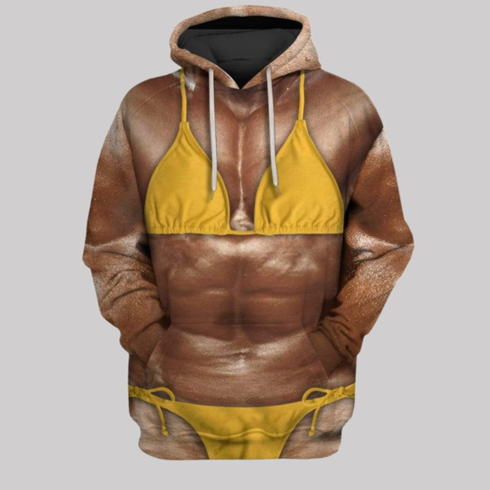 2025 Halloween Funny Lady Bodybuilder Costume Hoodie