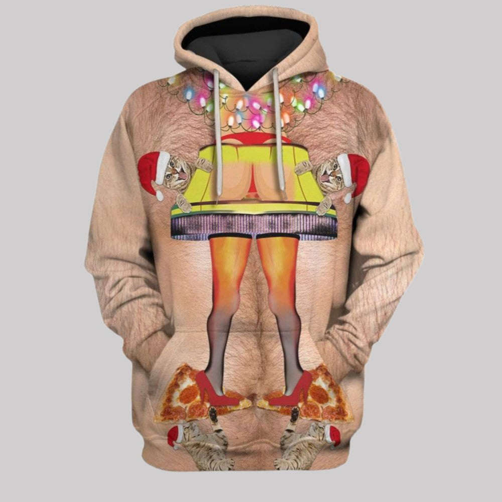 2025 Halloween Funny Ugly Christmas Butt Costume Hoodie