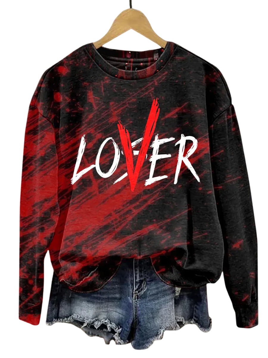 2025 Halloween Horror Bloody Lover Print Sweatshirt