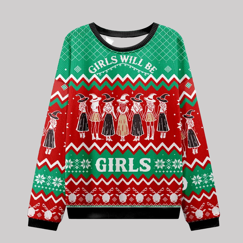 2025 Purplehecate Girls Will Be Girls Witch Ugly Christmas Sweatshirts