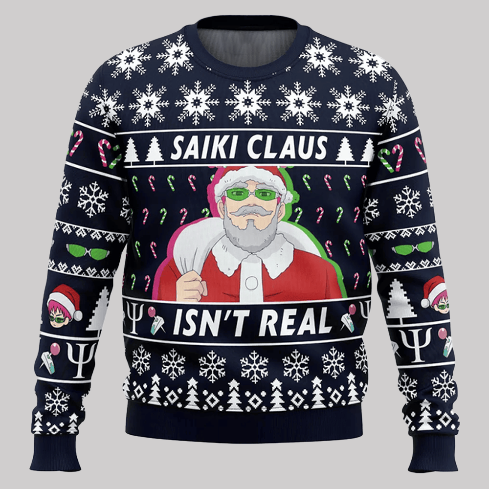 2025 Saiki Claus Isn’t Real The Disastrous Life of Saiki K Ugly Christmas Sweater