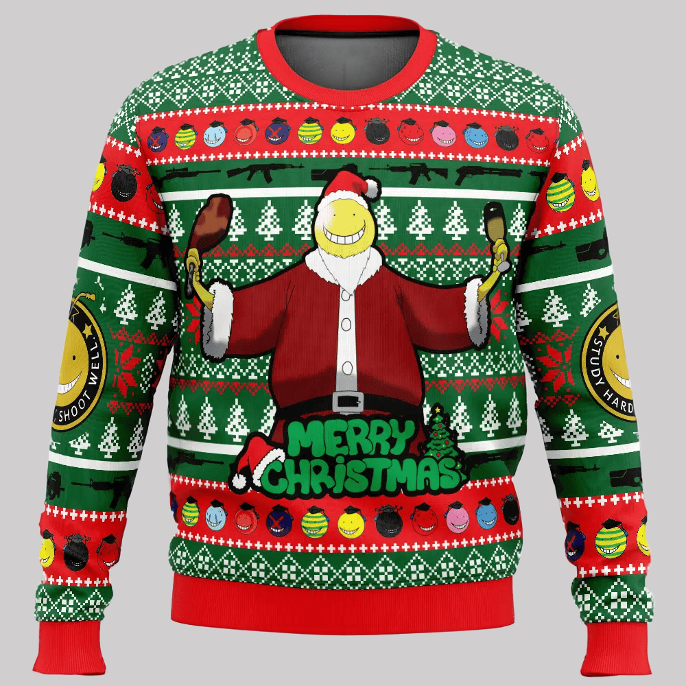 2025 Santa Koro-Sensei Assassination Classroom Ugly Christmas Sweater