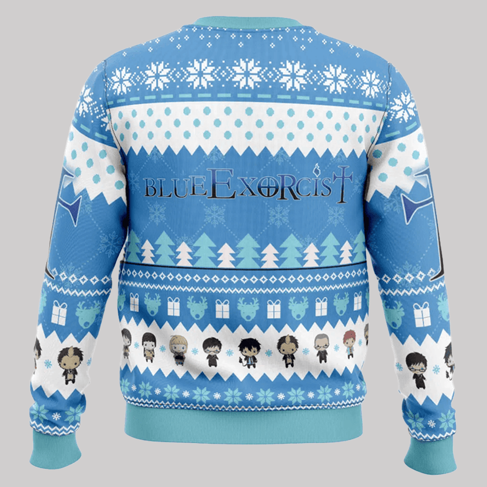2025 The Trio Blue Exorcist Ugly Christmas Sweater
