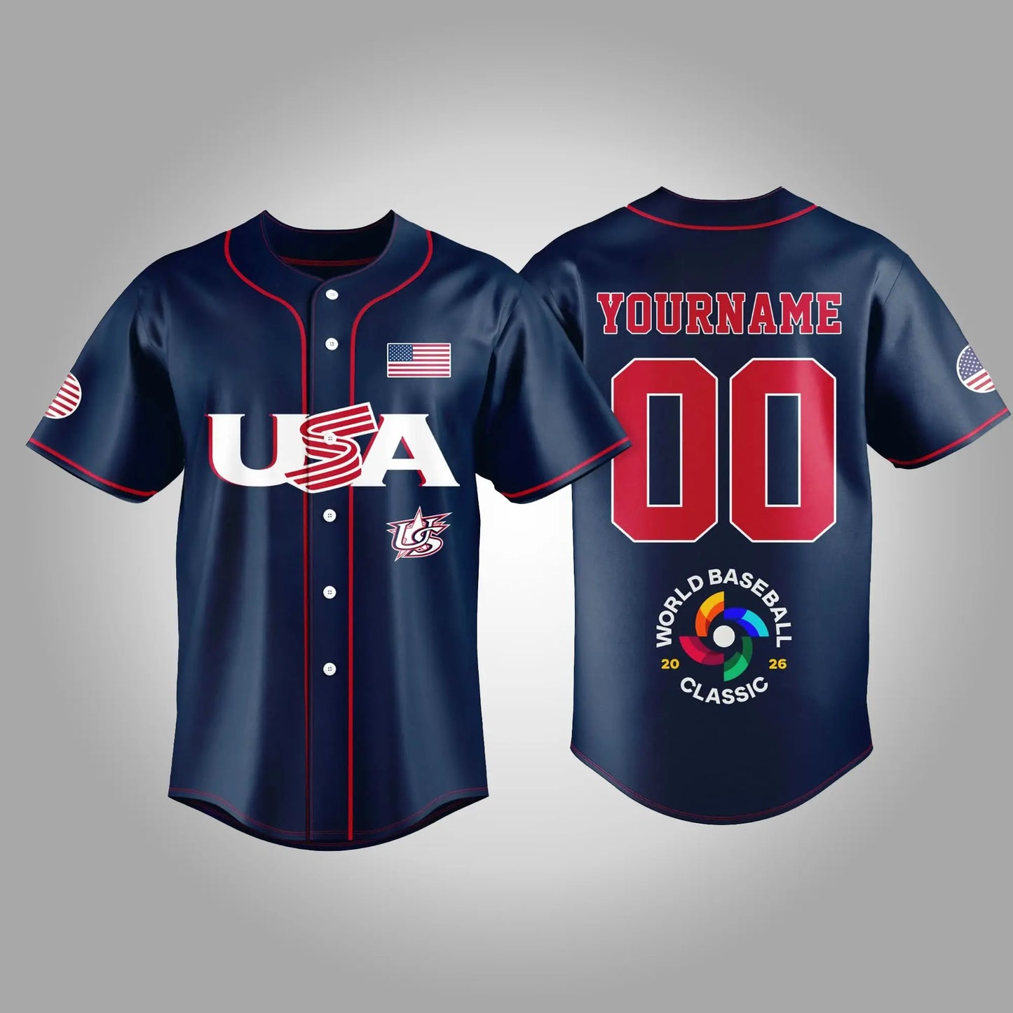 2026 World Baseball Classic USA Team Custom Jersey Clothingus Diamond