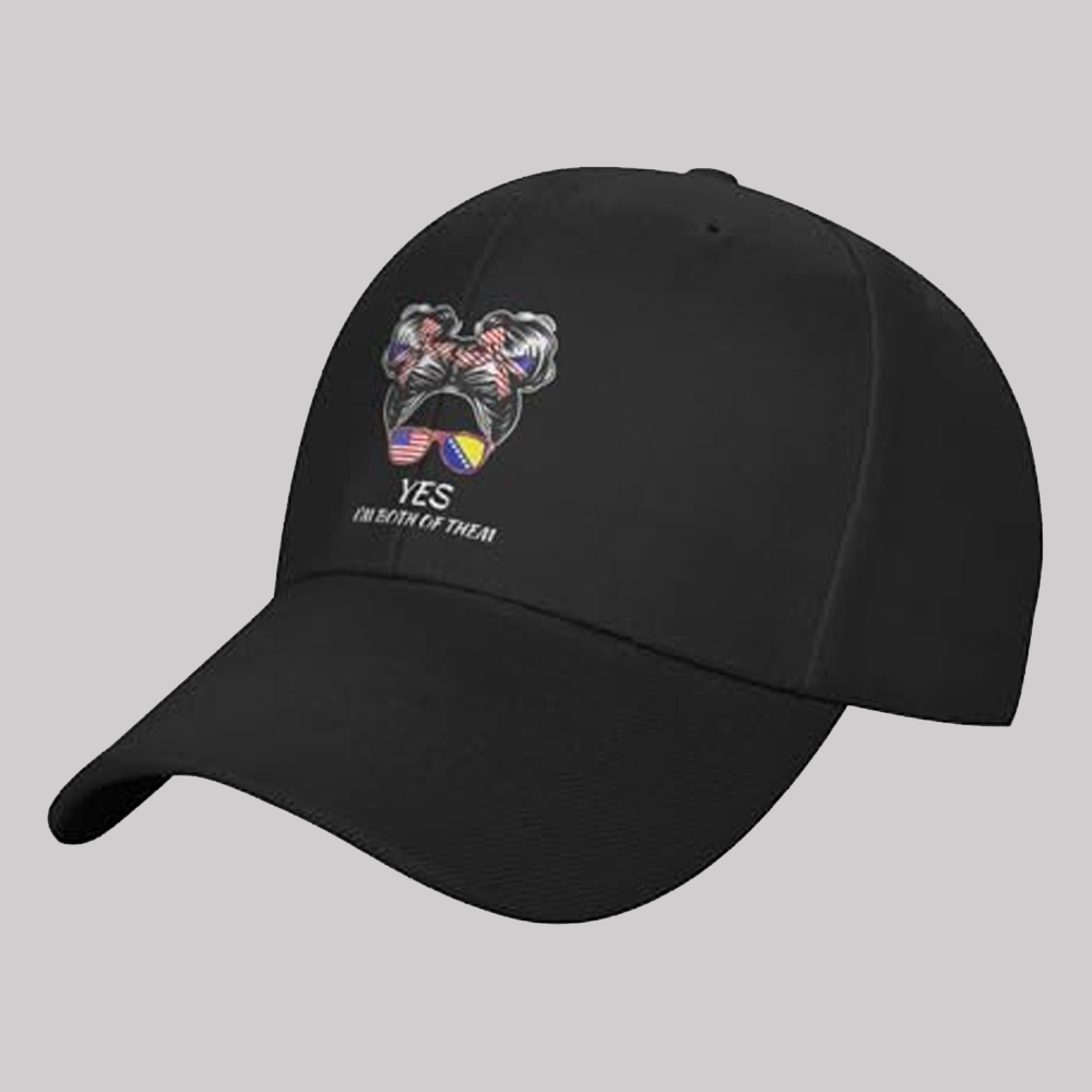 Bosnian and Herzegovinian American Half Flag Girl USA Hat