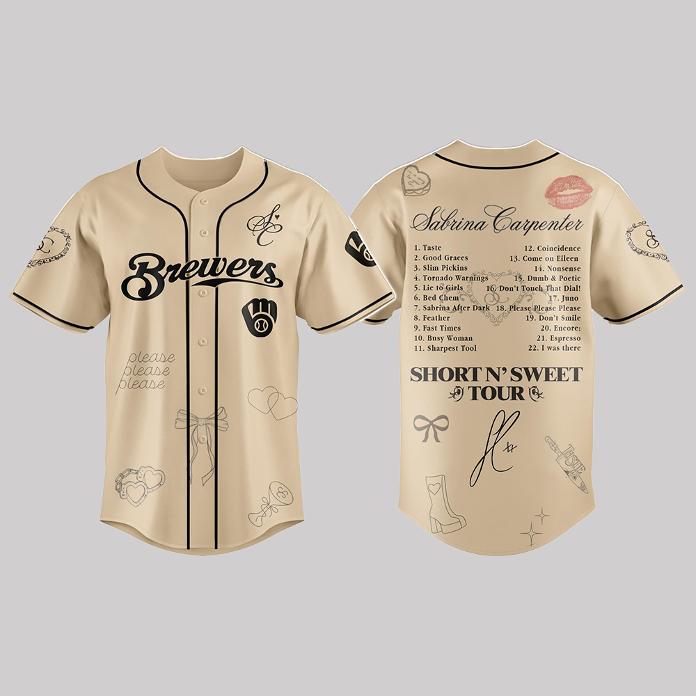 Brewers x Sabrina Carpenter Short n’ Sweet Tour Jersey 2025