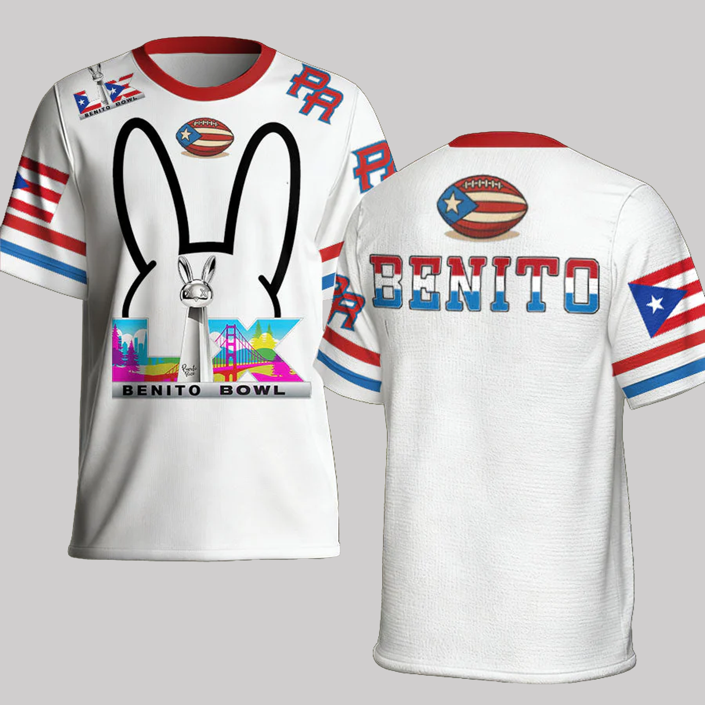 Bunny Football Music Lover Printed Shirt
