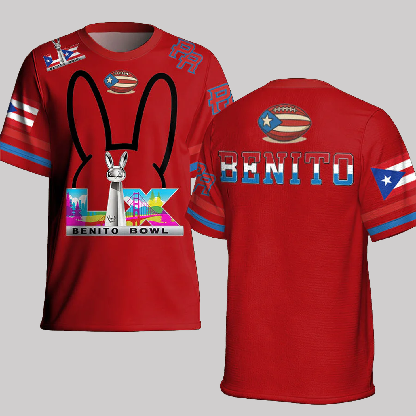 Bunny Football Music Lover Printed Shirt