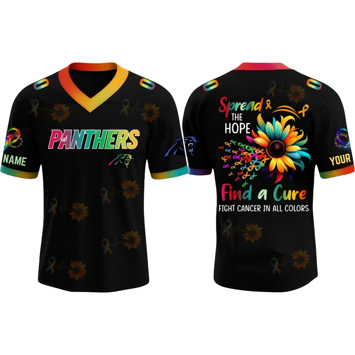 Carolina Panthers x Halloween V neck Short Sleeve 2025 Jersey