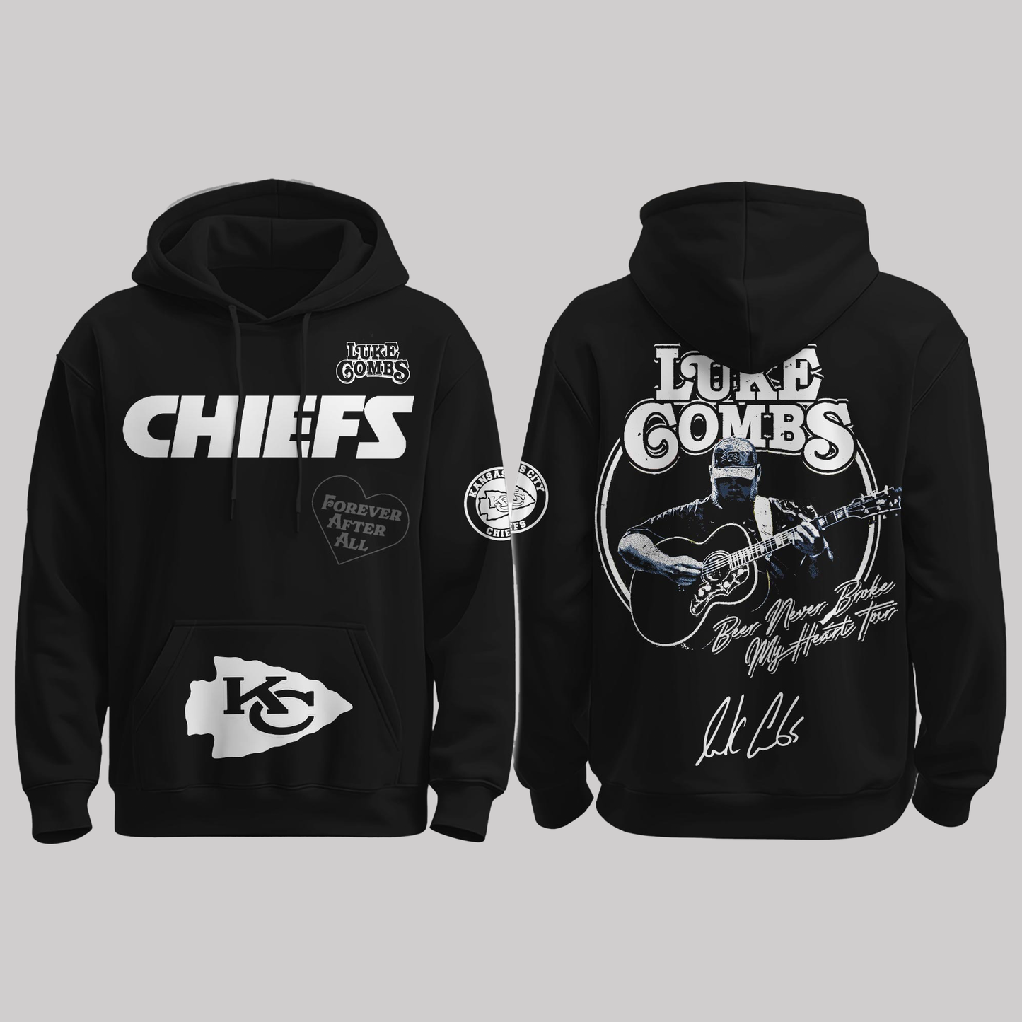 Chiefs x Luke Combs “Beer Never Broke My Heart Tour 2025” Black Hoodie