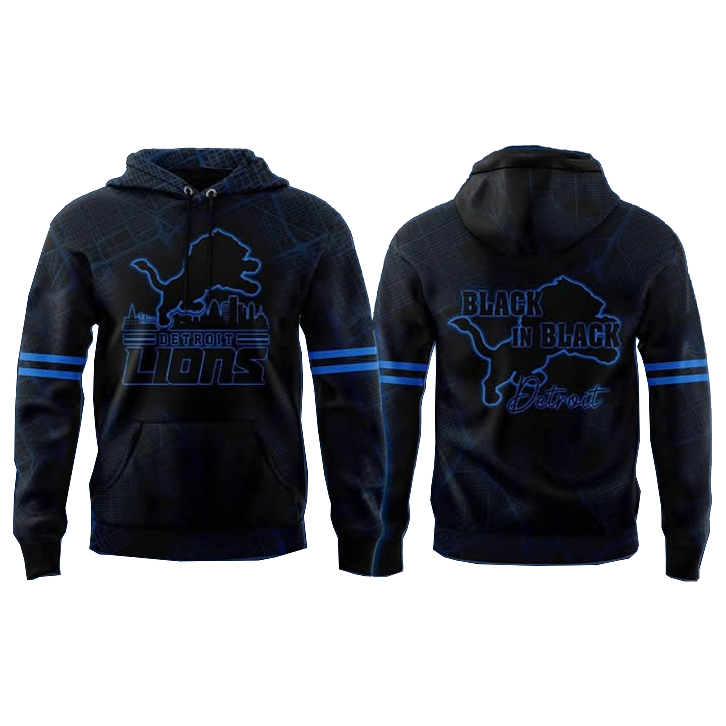 Detroit Lions Black In Black Hoodie