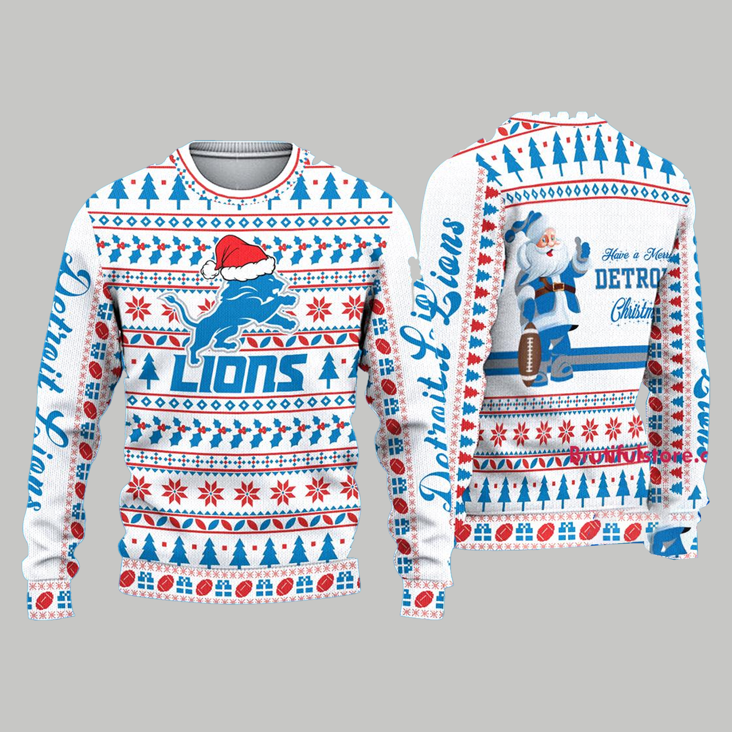 Detroit Lions Christmas 2024 x Bobble Hat Sweater