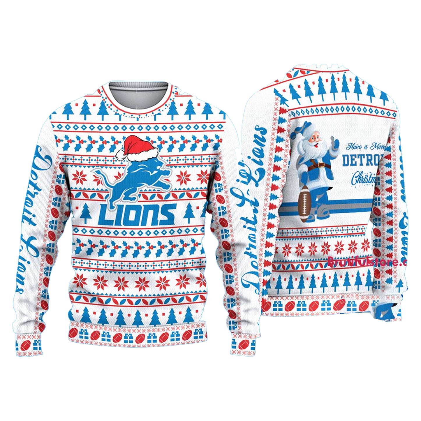 Detroit Lions Christmas 2024 x Bobble Hat Sweater