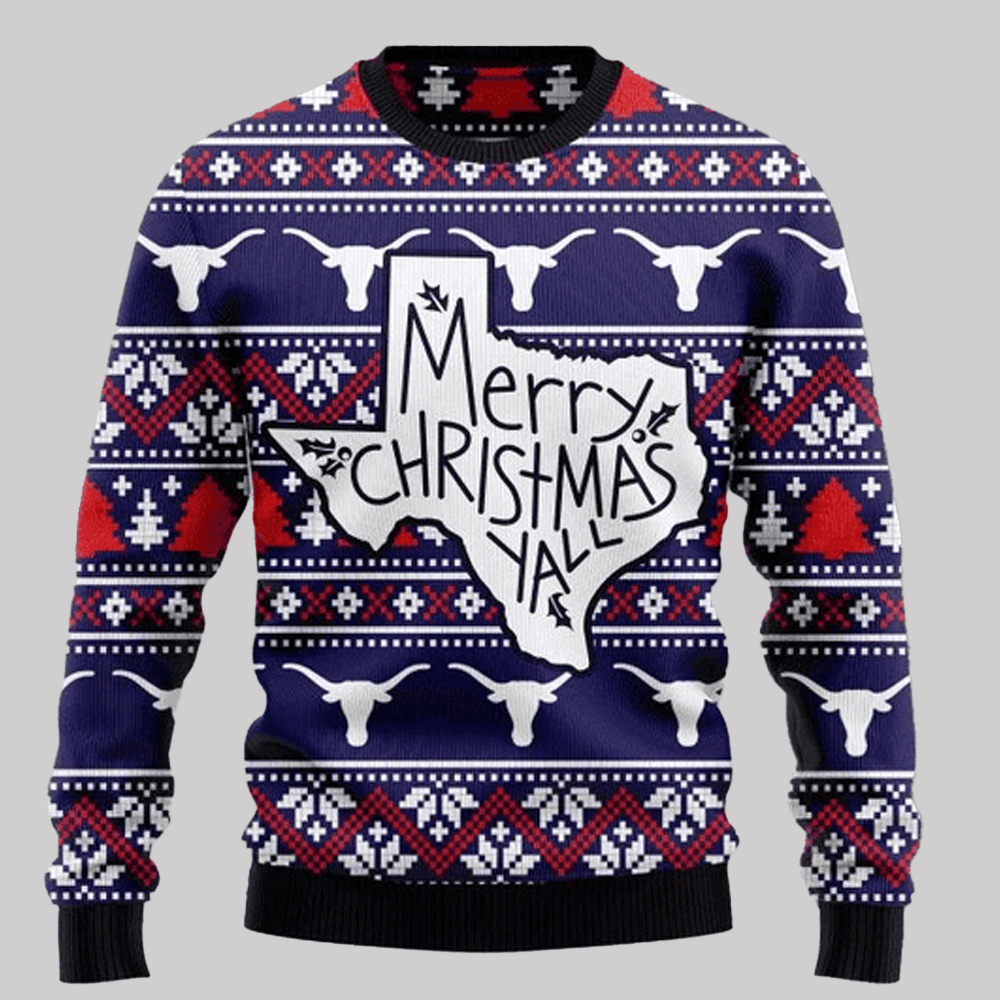Mery Christmas Y'all Ugly Christmas 2025 Sweater