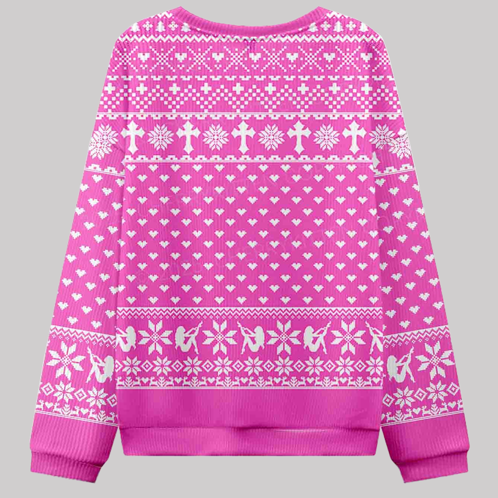 Pink Cxxt Y2K Christmas Knit Sweatshirt Cherrykitten