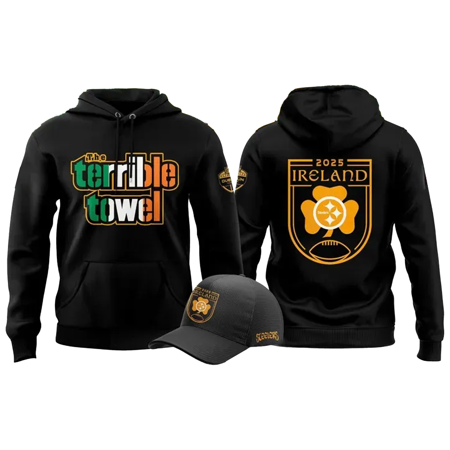Pittsburgh Steelers 2025 Ireland Dublin game Terrible Towel Hoodie - Clothingus Diamond