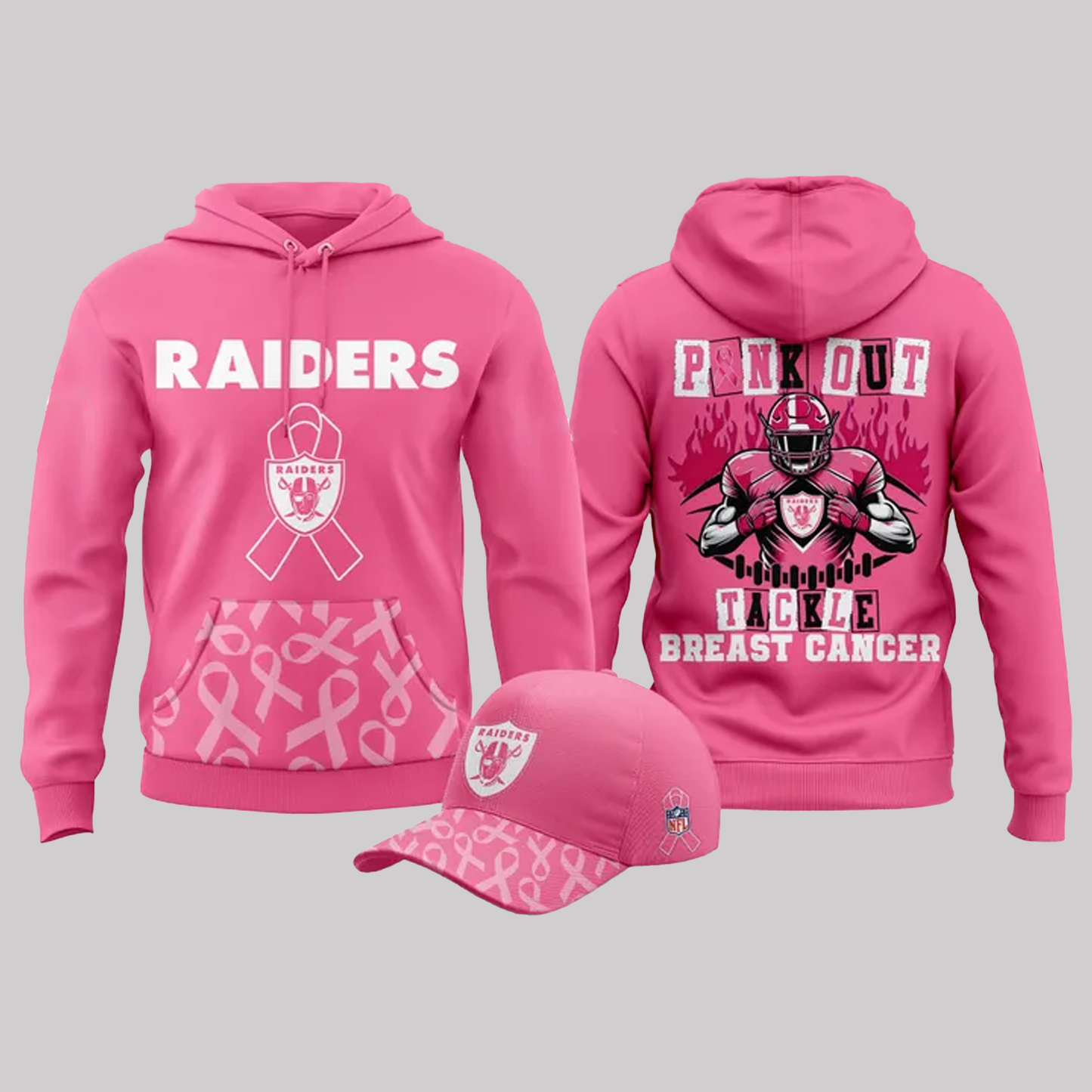 Raiders Pink Out TAckle Breast Cancer 2025 Hoodie