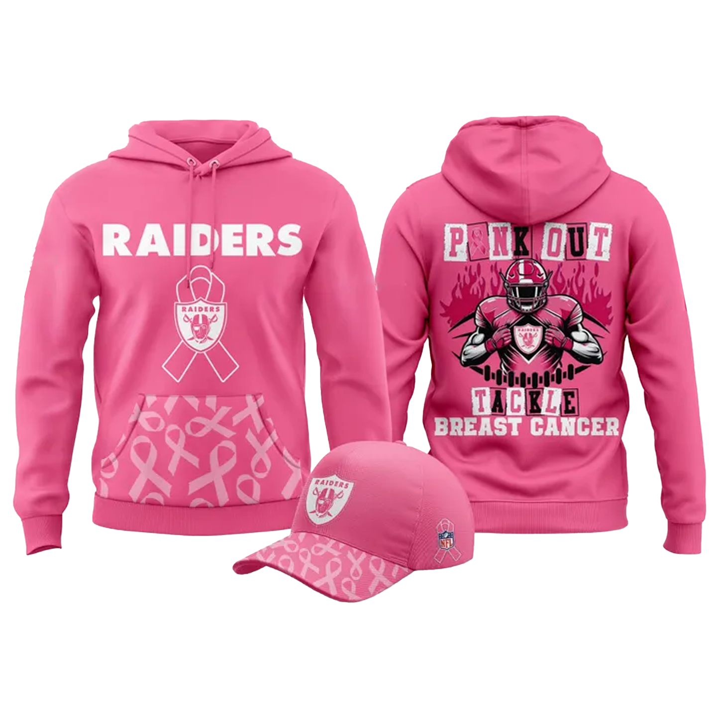 Raiders Pink Out TAckle Breast Cancer 2025 Hoodie