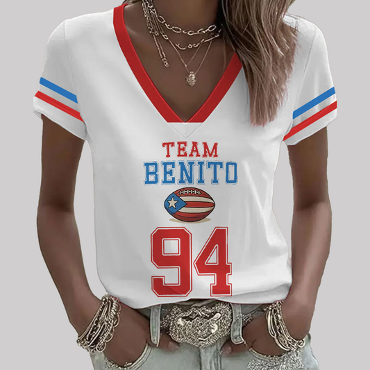 Women's Bunny Football Music Lover Printed Team Benito 94 Shirt