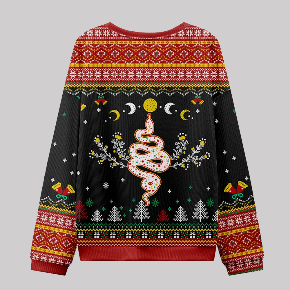 2025 Purplehecate Snake And Moon Phase Ugly Christmas Sweatshirts