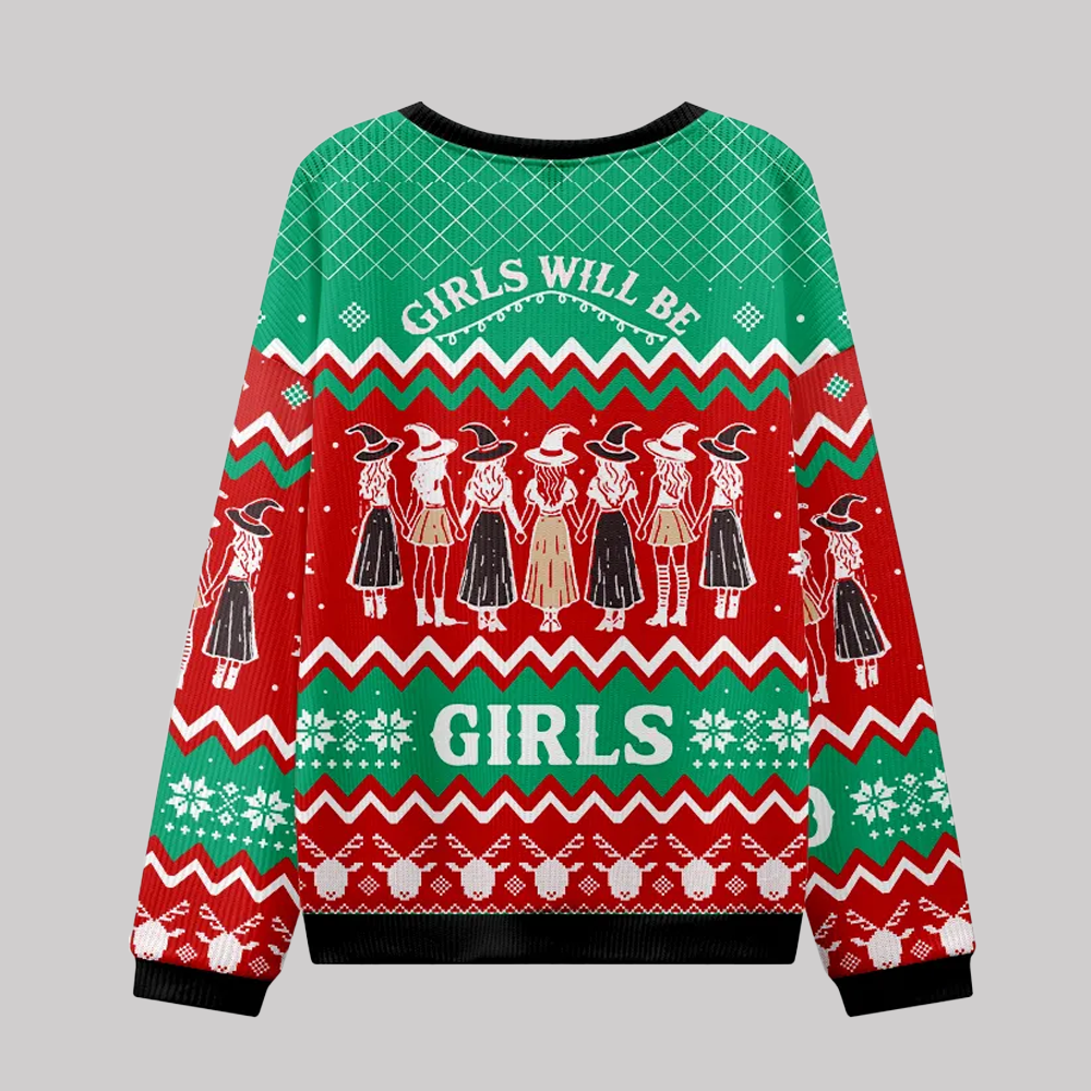 2025 Purplehecate Girls Will Be Girls Witch Ugly Christmas Sweatshirts