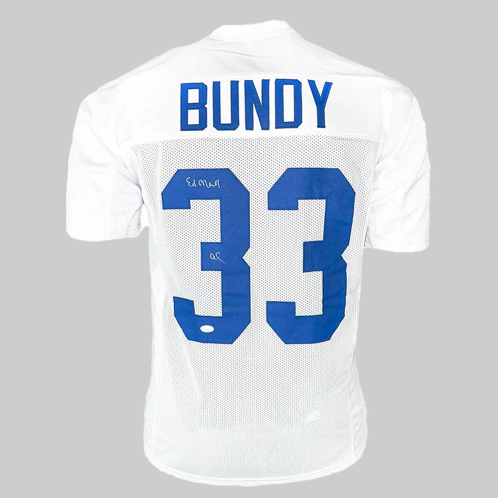 Ed O'Neill AI Bundy Signed AI Inscription Polk Hight White Fooball Jersey 2025