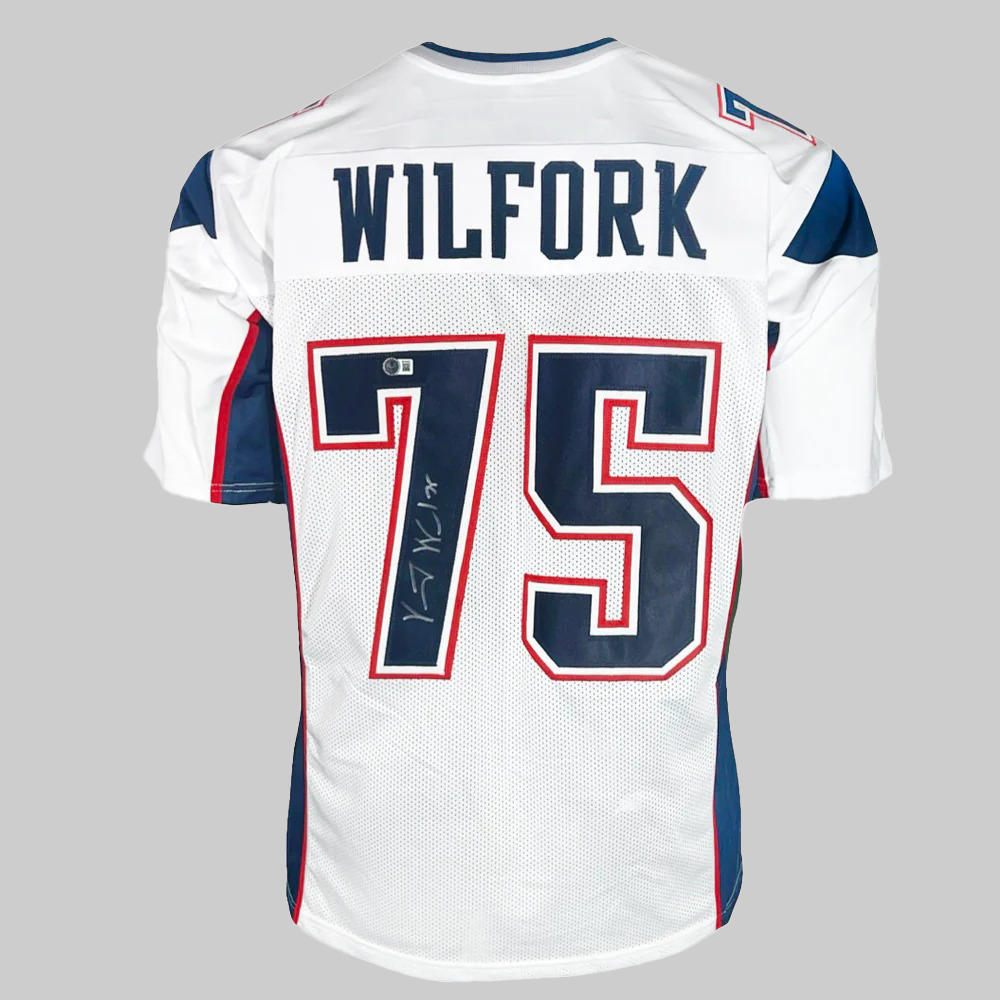 Vince WilfOrk Signed New England White Football Jersey 2025