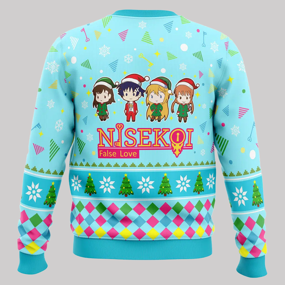 2025 Raku And Friends Nisekoi False Love Ugly Christmas Sweater