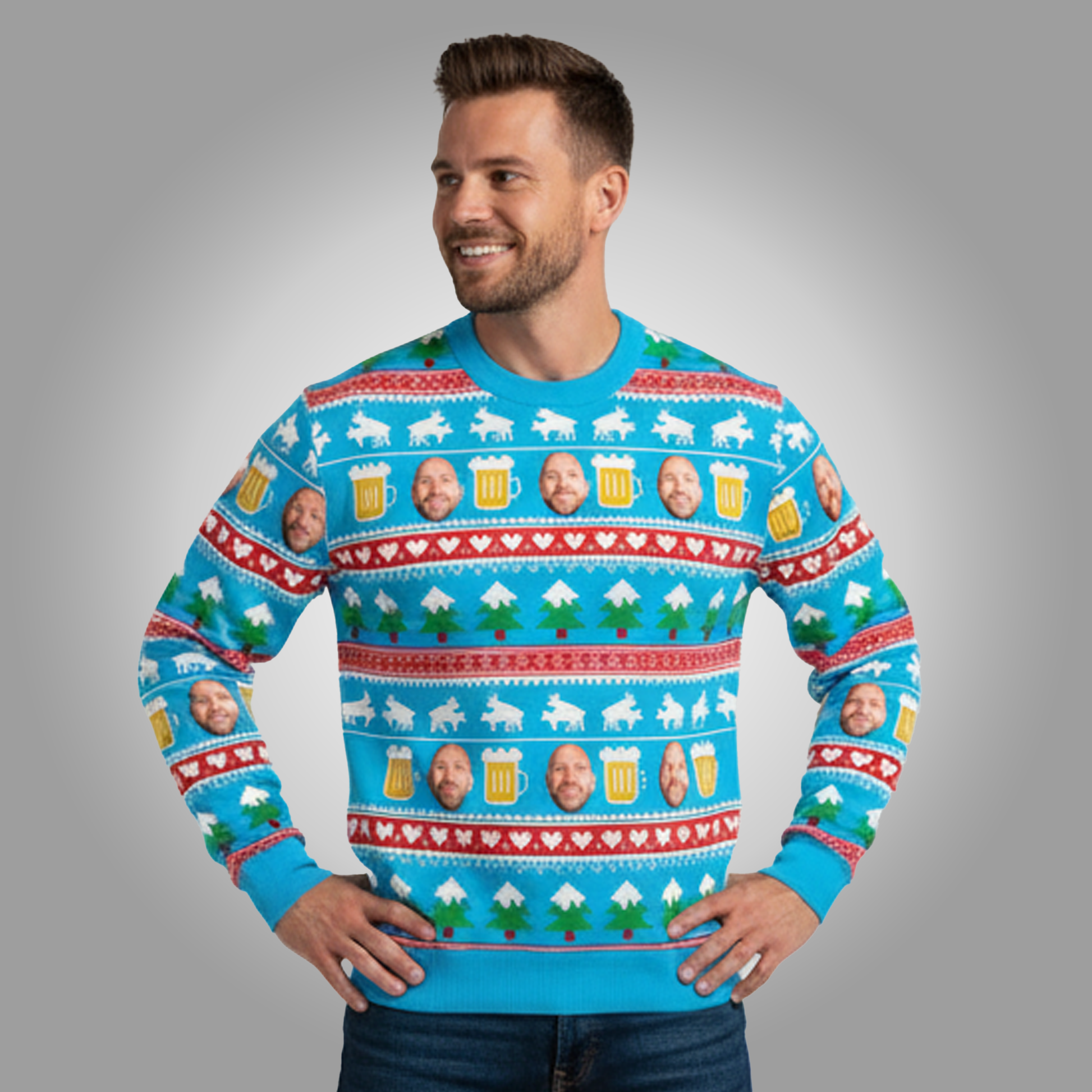 2025 Beer Pattern Personalisierbar Christmas Sweater Clothingus Diamond