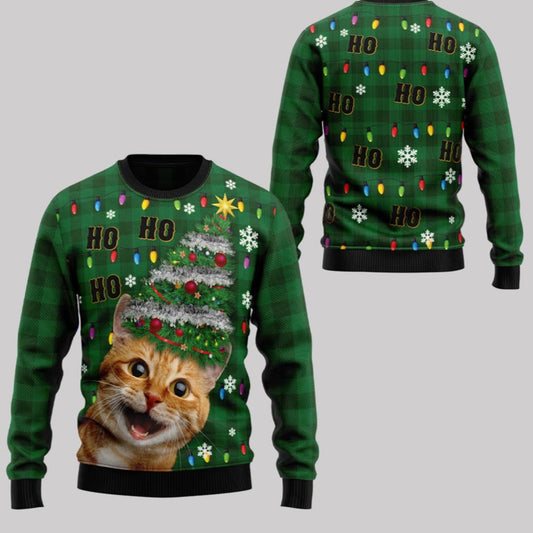 2025 Christmas Cat Christmas Tree Ugly Christmas Sweater