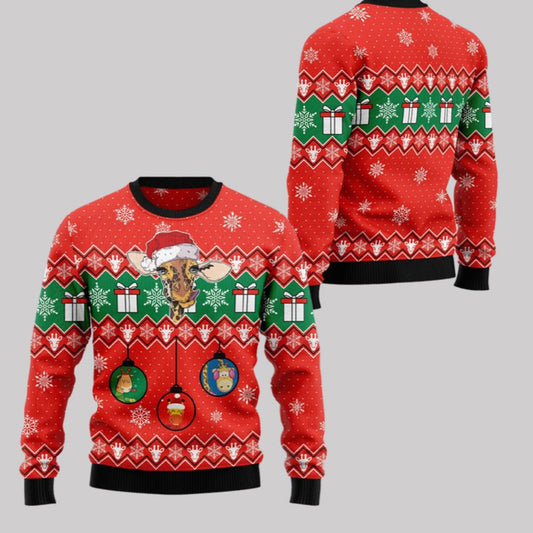 2025 Christmas Dachshund Ugly Lovely Giraffe Sweater
