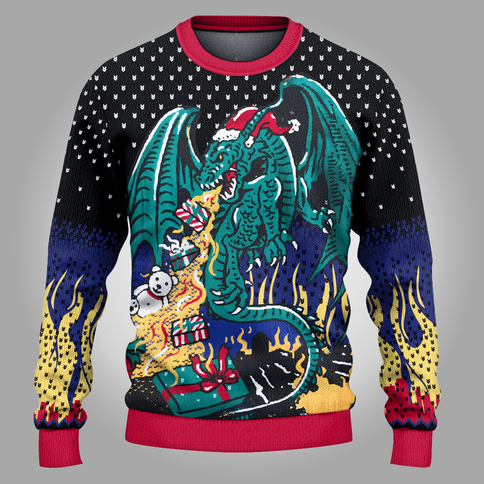 2025 Christmas Dragon Ugly Christmas Sweater - Clothingus Diamond