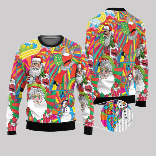 2025 Christmas Hippie Santa Ugly Christmas Sweater