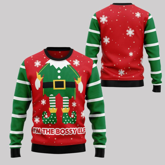 2025 Christmas Im The Bossy Elf Ugly Christmas Sweater