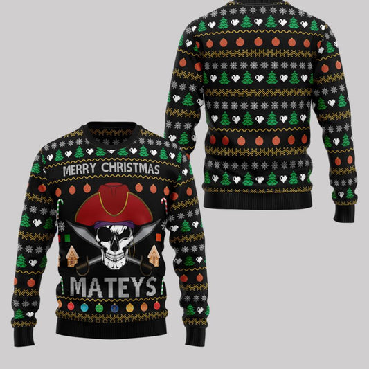 2025 Christmas Pirate Skull Ugly Christmas Sweater