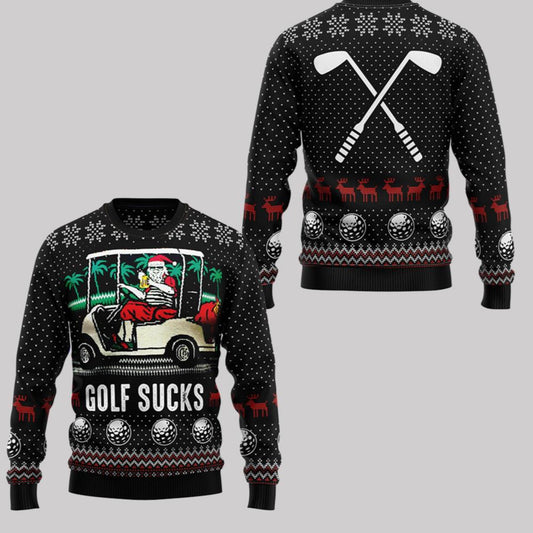 2025 Christmas Santa Golf Sucks Ugly Christmas Sweater