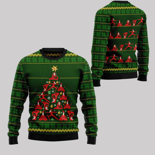 2025 Christmas Santas Yoga Ugly Christmas Sweater