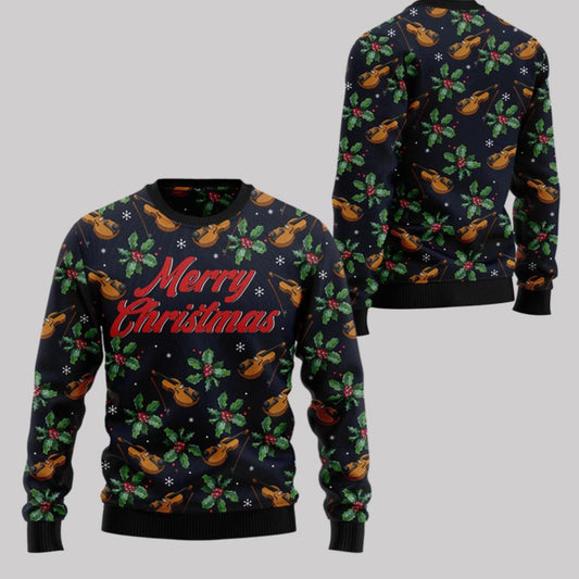 2025 Christmas Violin Merry Christmas Ugly Christmas Sweater