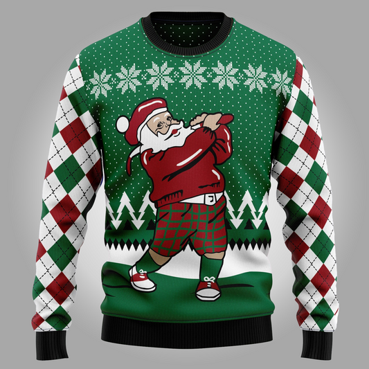 2025 Golfer Santa Ugly Christmas Sweater - Clothingus Diamond
