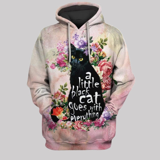 2025 Halloween Cat With Flowers Costume Hoodie