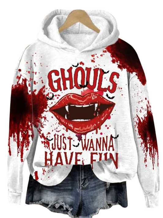 2025 Halloween GHOULS JUST WANNA HAVE FUN Printed Hoodie