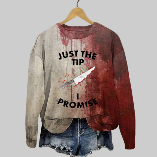 2025 Halloween Just a Reminder Bloody Printed Crew Neck Sweatshirt