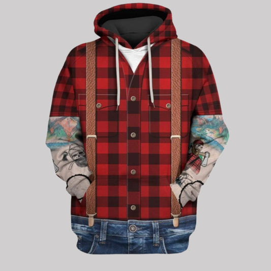 2025 Halloween Lumbersexual With Tattoo Sleeves Costume Hoodie