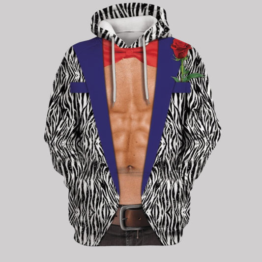 2025 Halloween Man Having Muscle With Red Necktie Costume Hoodie